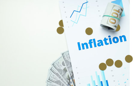 Concept of financial, economic problems and inflation, space for textの写真素材