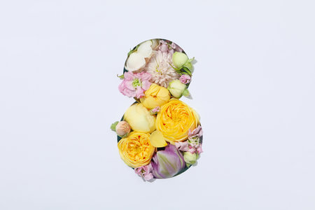 Concept of 8 march, Women day, top view