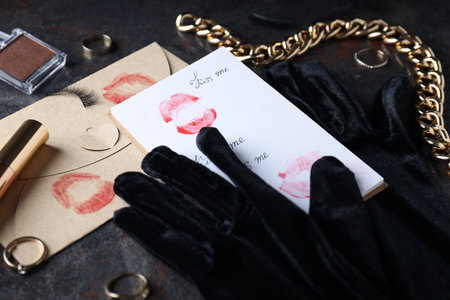 Concept of romantic love letter, romantic correspondence