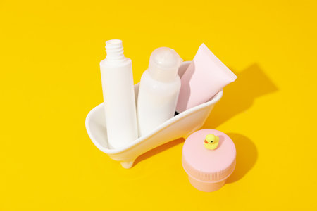 Concept of different baby or children's cosmetics