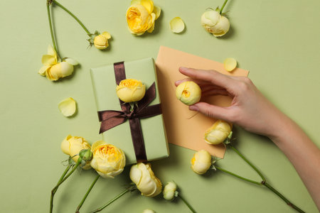 Concept of greeting, 8 march, Women's day, top viewの写真素材