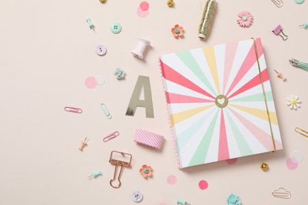 Concept of scrapbooking, scrapbooking for holiday, hobby concept, space for text