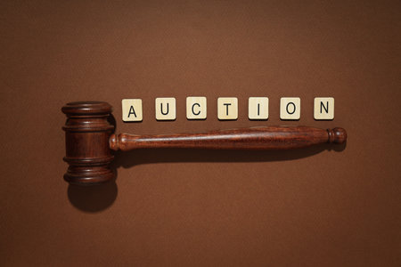 Concept of public sale, auction, top viewの写真素材