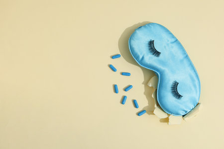 Concept of insomnia or bad sleep, space for textの写真素材