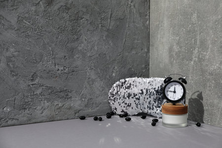 Concept of insomnia or bad sleep, space for textの写真素材