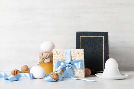 Concept of Jewish Passover holiday, space for text