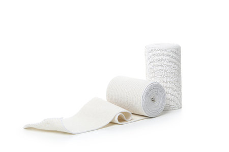 Concept of first aid supplies - bandage, isolated on white backgroundの写真素材
