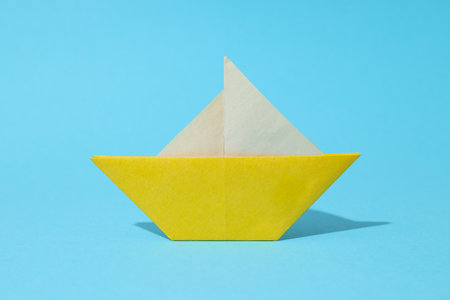 Concept of travel and adventure with paper boatの写真素材