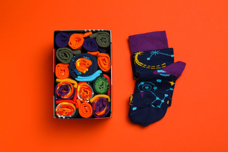 Concept of clothes for legs - socks, top viewの写真素材