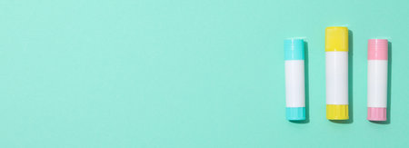 Concept of different office stationery with glueの写真素材