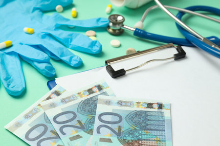 Concept of corruption in medicine, illegal money making in medicineの写真素材