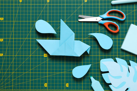 Concept of accessories for patchwork, cutting matの写真素材