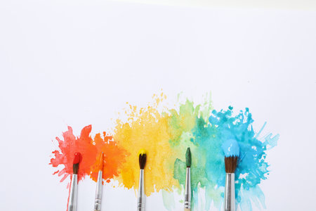 Concept of drawing and art, space for textの写真素材