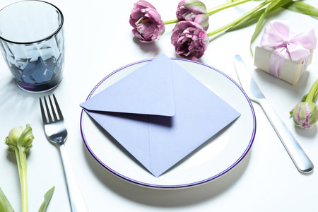 Concept of spring season beautiful table settingの写真素材