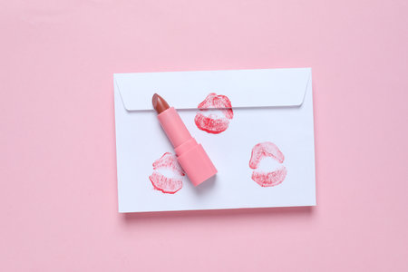 Concept of romantic love letter, top viewの写真素材