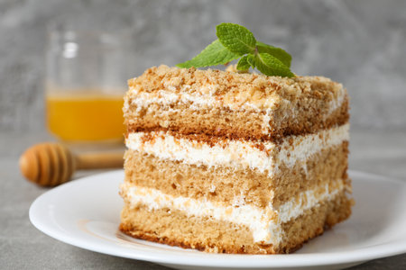 Concept of delicious sweet food - honey cake