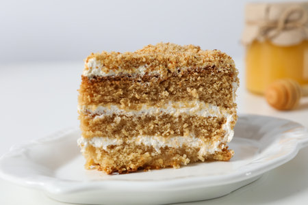 Concept of delicious sweet food - honey cake