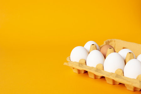 Concept of meal for breakfast, eggs, space for text