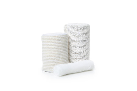 Concept of first aid supplies - bandage, isolated on white backgroundの写真素材