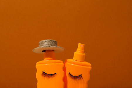 Concept of summer skincare accessories, space for text