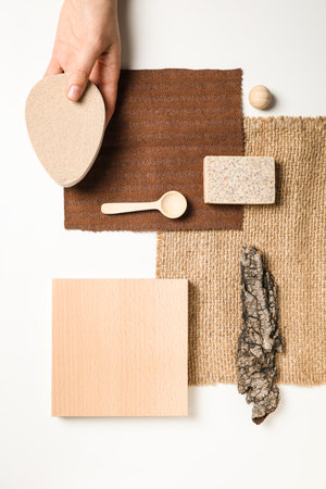 Flat lay of creative moodboard composition, top viewの写真素材