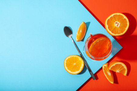 Concept of delicious cocktail, tasty Aperol Spritzの写真素材