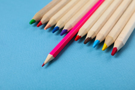 Concept of supplies for drawing - Colorful pencilsの写真素材