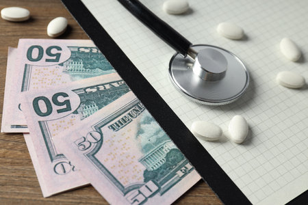 Concept of corruption in medicine, illegal money making in medicineの写真素材