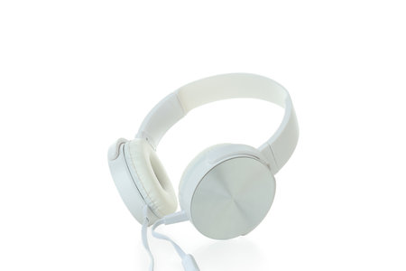 Modern headphones isolated on a white backgroundの写真素材