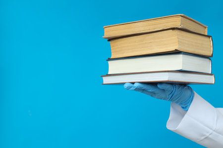 Concept of medical education and books, space for textの写真素材