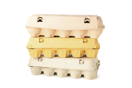 Three egg boxes isolated on white background