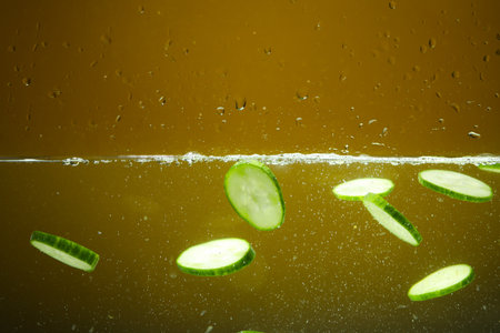 Cucumber slices in water, concept of freshness