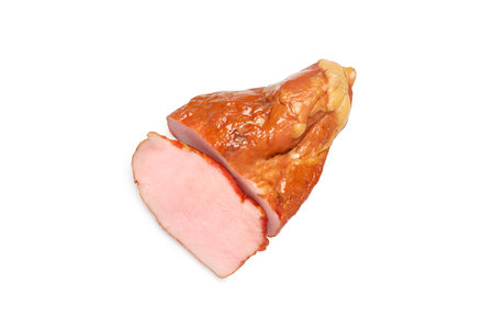 Concept of tasty food, ham, isolated on white backgroundの写真素材