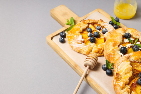 Fruit galette, composition for tasty food concept, space for textの写真素材