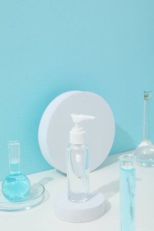 Concept of cosmetic research and organic skin care products, space for text