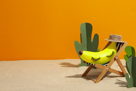 Summer vibes, vacation and relax in summertime, space for textの写真素材