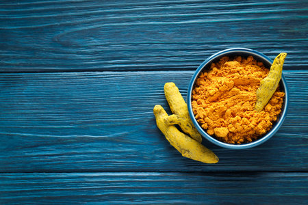Fragrant seasoning - turmeric, one of the main ingredients in Indian curryの写真素材