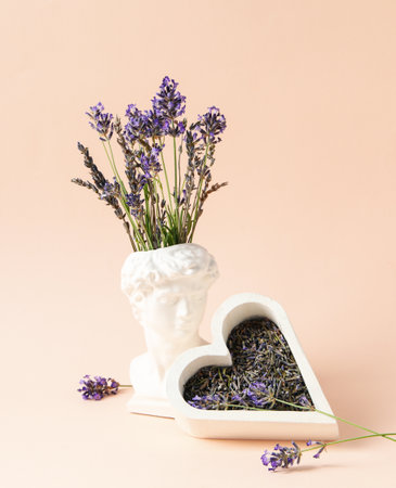 Concept of cozy with flowers, beautiful lavender flowersの写真素材