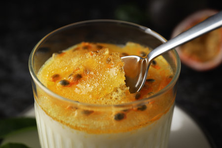 Concept of delicious food - Passion fruit mousseの写真素材