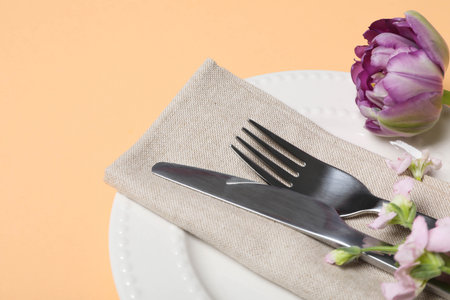 Concept of spring season beautiful table settingの写真素材