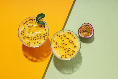 Concept of delicious food - Passion fruit mousseの写真素材