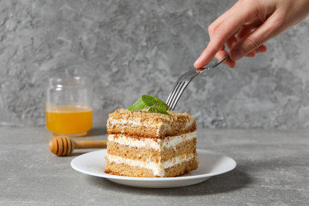 Concept of delicious sweet food - honey cakeの写真素材