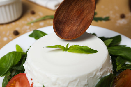 Concept of tasty dairy product - ricotta cheeseの写真素材