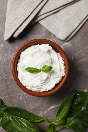 Concept of tasty dairy product - ricotta cheese, top viewの写真素材