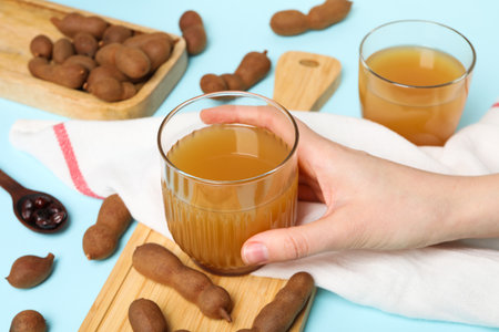 Fresh sweet drink - tamarind juice, tasty drink for refreshingの写真素材