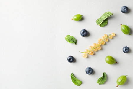 Concept of fresh food, berries, space for textの写真素材