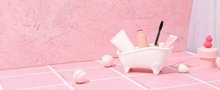 Concept of cosmetic and beauty care, space for textの写真素材
