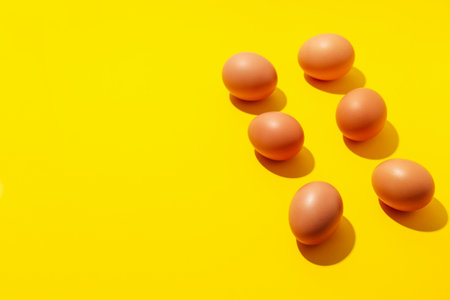 Ingredient for cooking - eggs, space for textの写真素材