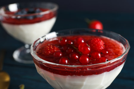 Delicious and sweet dessert - Panna Cotta, composition for tasty dessert conceptの写真素材