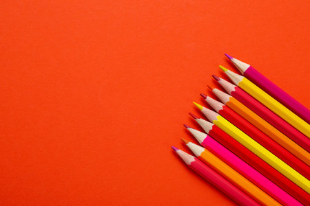 Concept of supplies for drawing - Colorful pencilsの写真素材